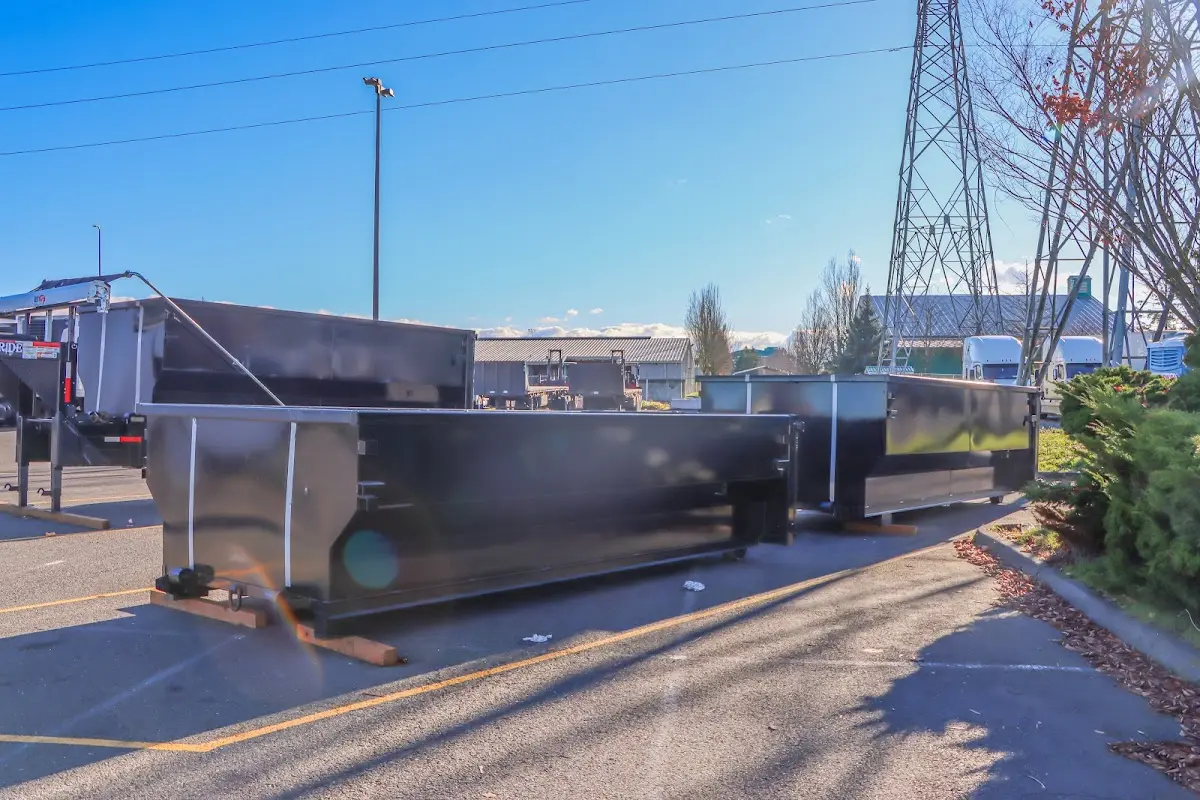 Roll-off dumpster ready for waste disposal at job site for Cleanout Dumpster Rental in Greenbelt